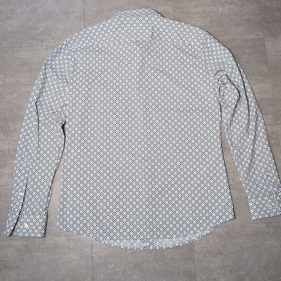 Hugo Boss White Blue Floral Button Down Long Sleeve Collar Shirt Large NWT - Picture 8 of 10